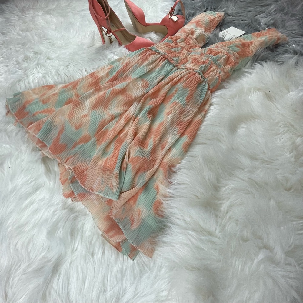 📌 FANCO “Popsicle” Luxurious Silky Sexy Mini Party Dress Colorful Chiffon Lined - Picture 4 of 15